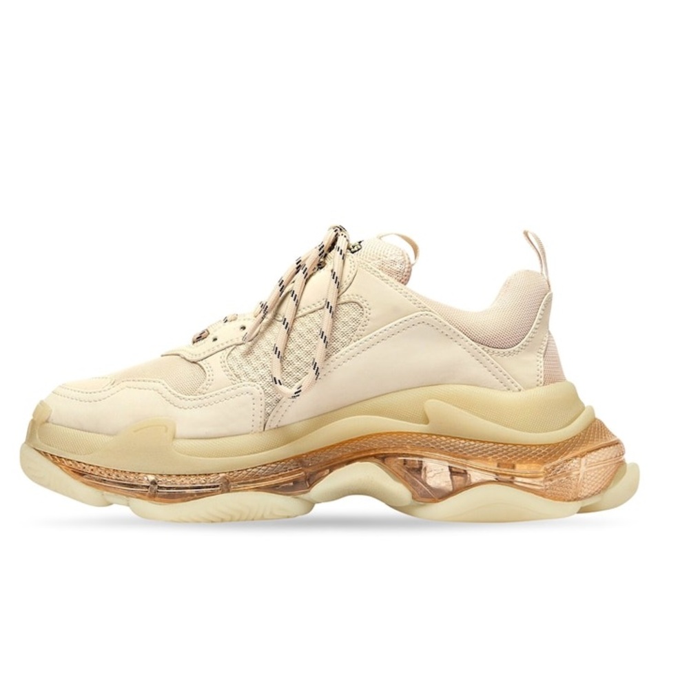 BALENCIAGA WOMEN'S TRIPLE S CLEAR SOLE SNEAKER IN BEIGE size 35 - Picture 2 of 13